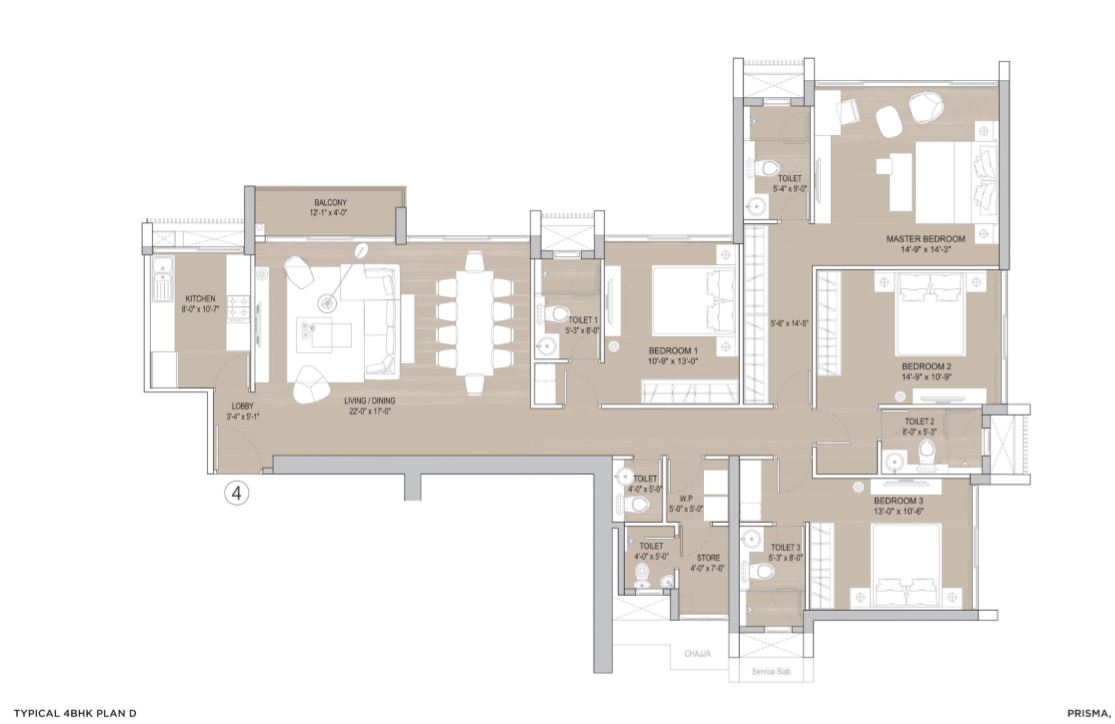 Prisma Typical 4BHK Plan D