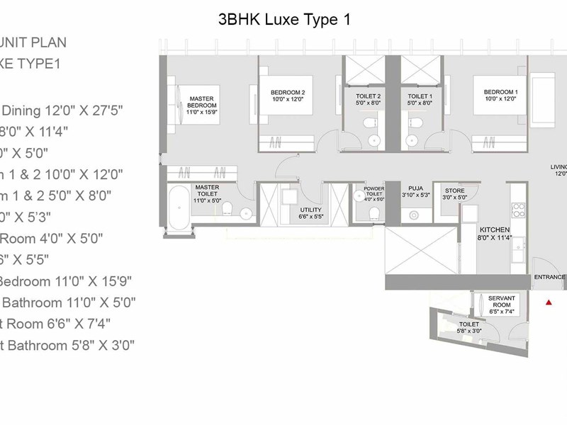 Lodha Marquise 3BHK Luxe TYpe 1