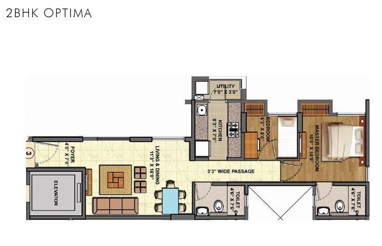 Lodha Palava Downtown 2BHK Optima