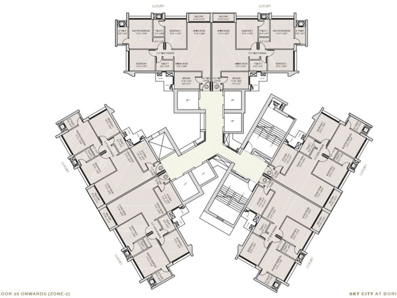 Oberoi Sky City Typical Floor Plan Tower A (35th flr onwards)