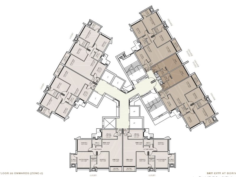 Oberoi Sky City Typical Floor Plan Tower B (35th flr onwards)