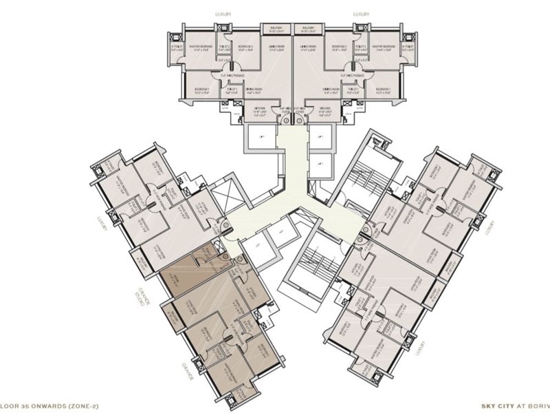 Oberoi Sky City Typical Floor Plan Tower C (35th flr onwards)