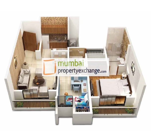 2bhk Optima 3D View