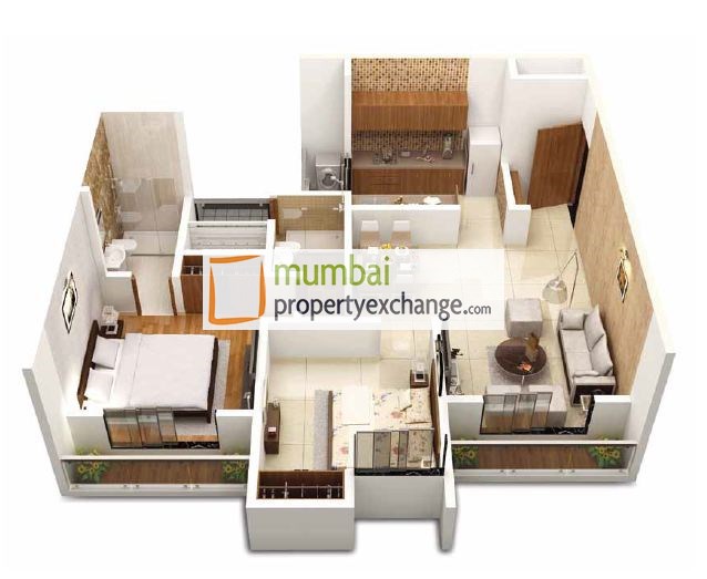 2bhk Ultima 3D View