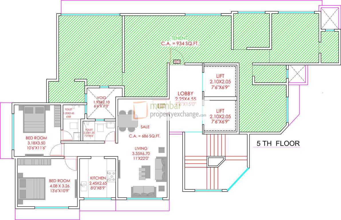 Cluster plan 5th floor