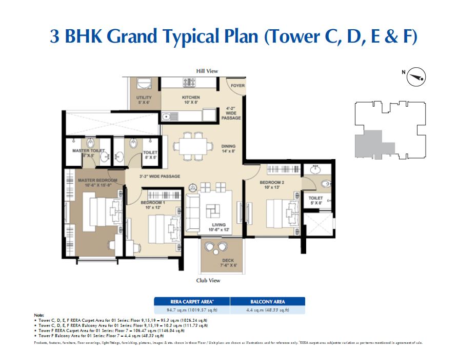 Vicinia 3BHK Grand Typical Plan (C,D,E,F)