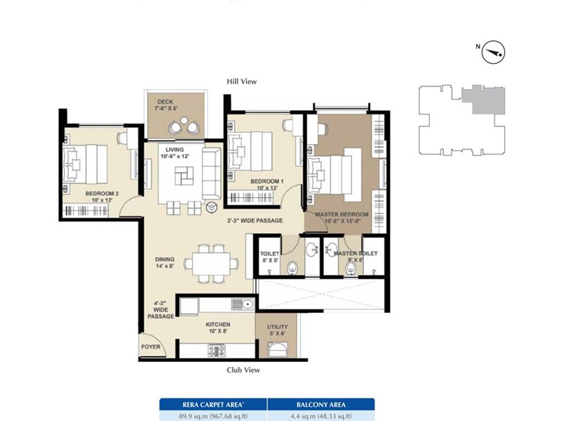 Vicinia 3BHK Premium Typical Floor Plan C-D