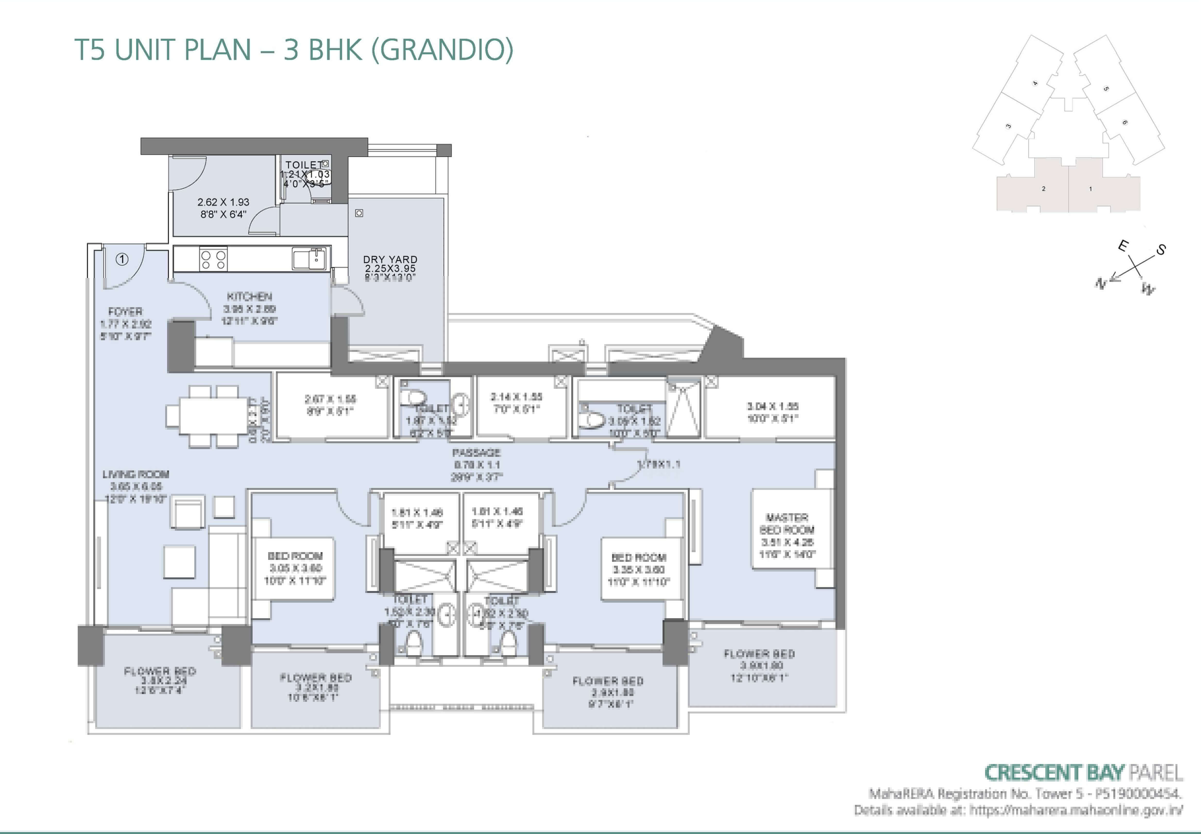 Crescent Bay T5 Unit Plan 3BHK Grandio