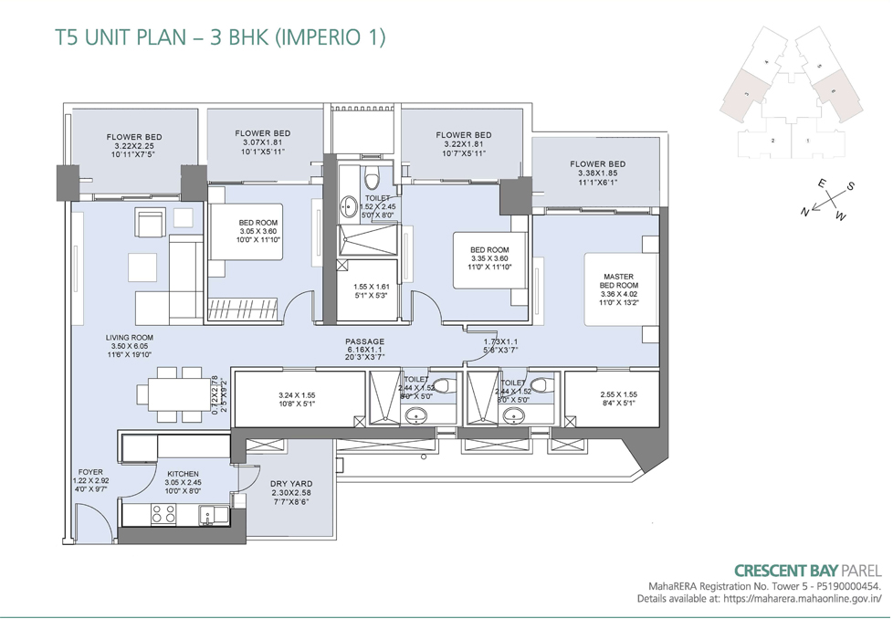 Crescent Bay T5 Unit Plan 3BHK Imperio 1
