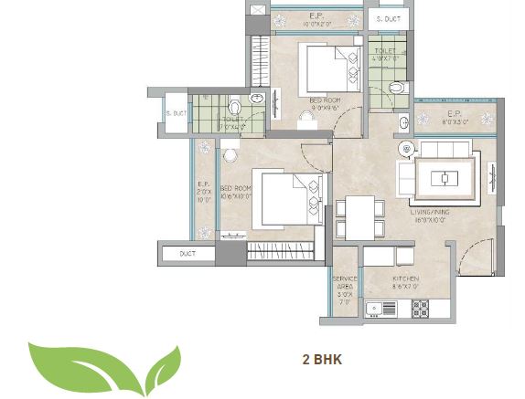 Ecovistas 2BHK Plan