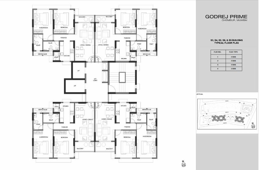Godrej Prime S4, S5, S8, S9 Typical Floor Plan
