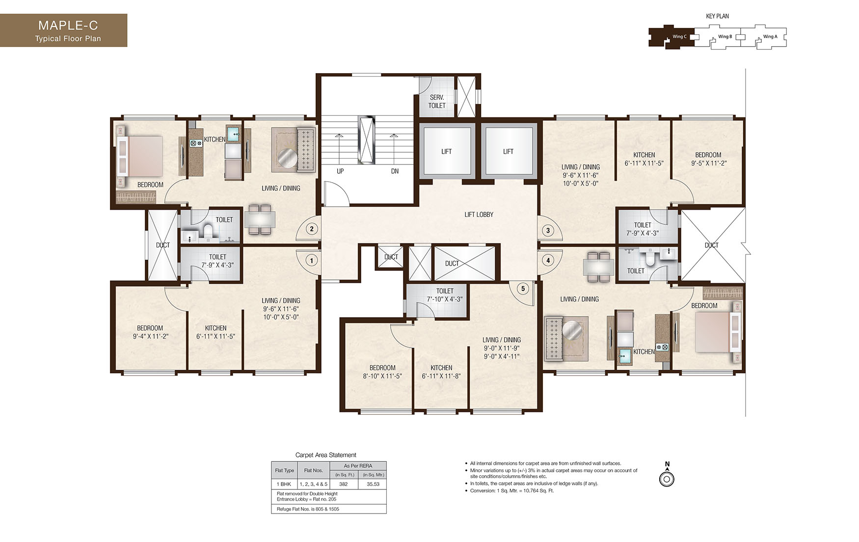 Hiranandani Gardens Powai Maple C-Typical Floor Plan