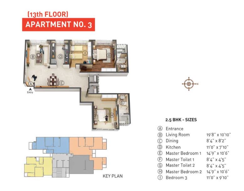 Cayenne 2.5BHK Unit 03 13th floor