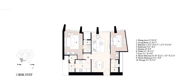 Lodha Kiara 2BHK Unit Plan