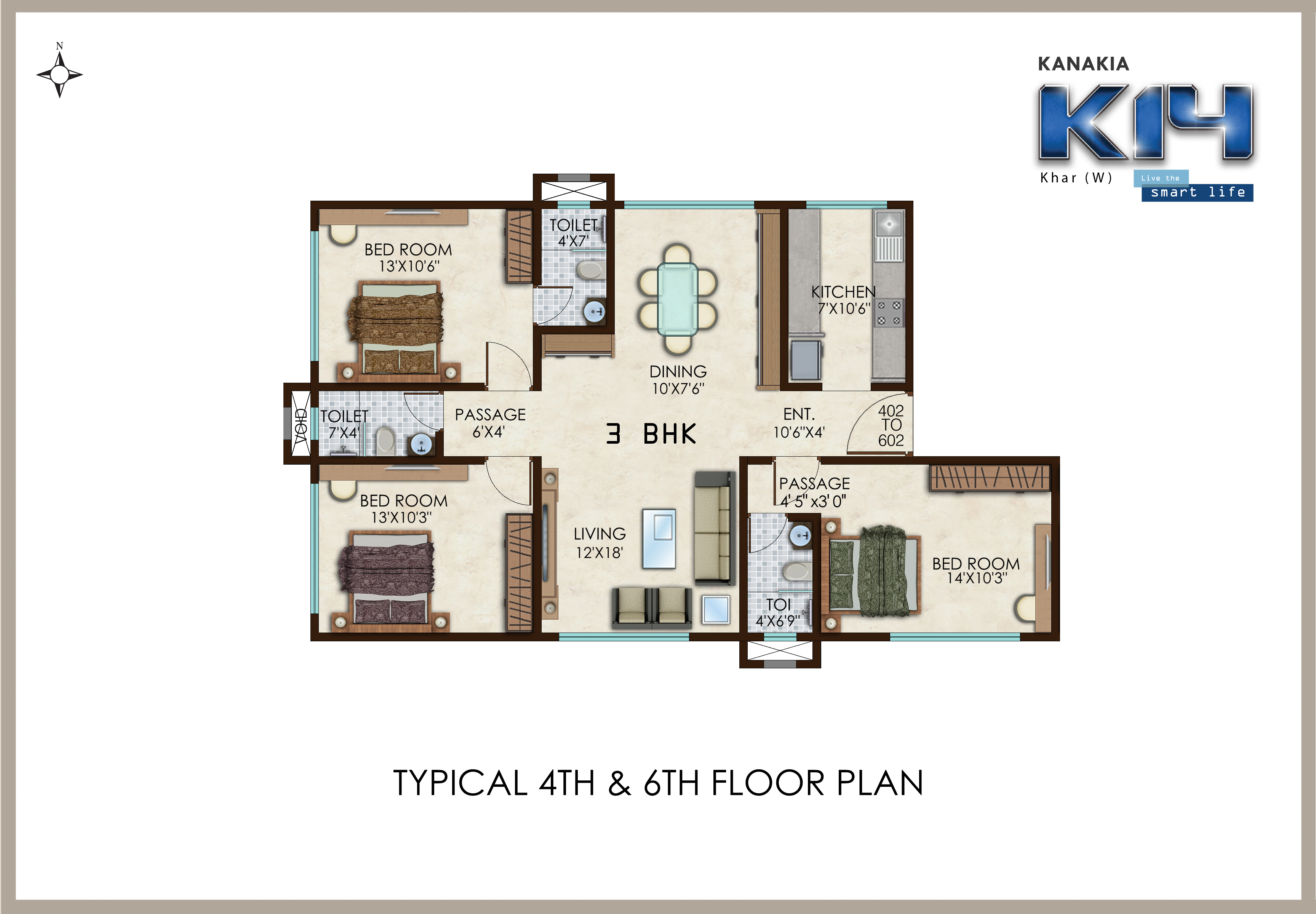 Floor Plan 3BHK 