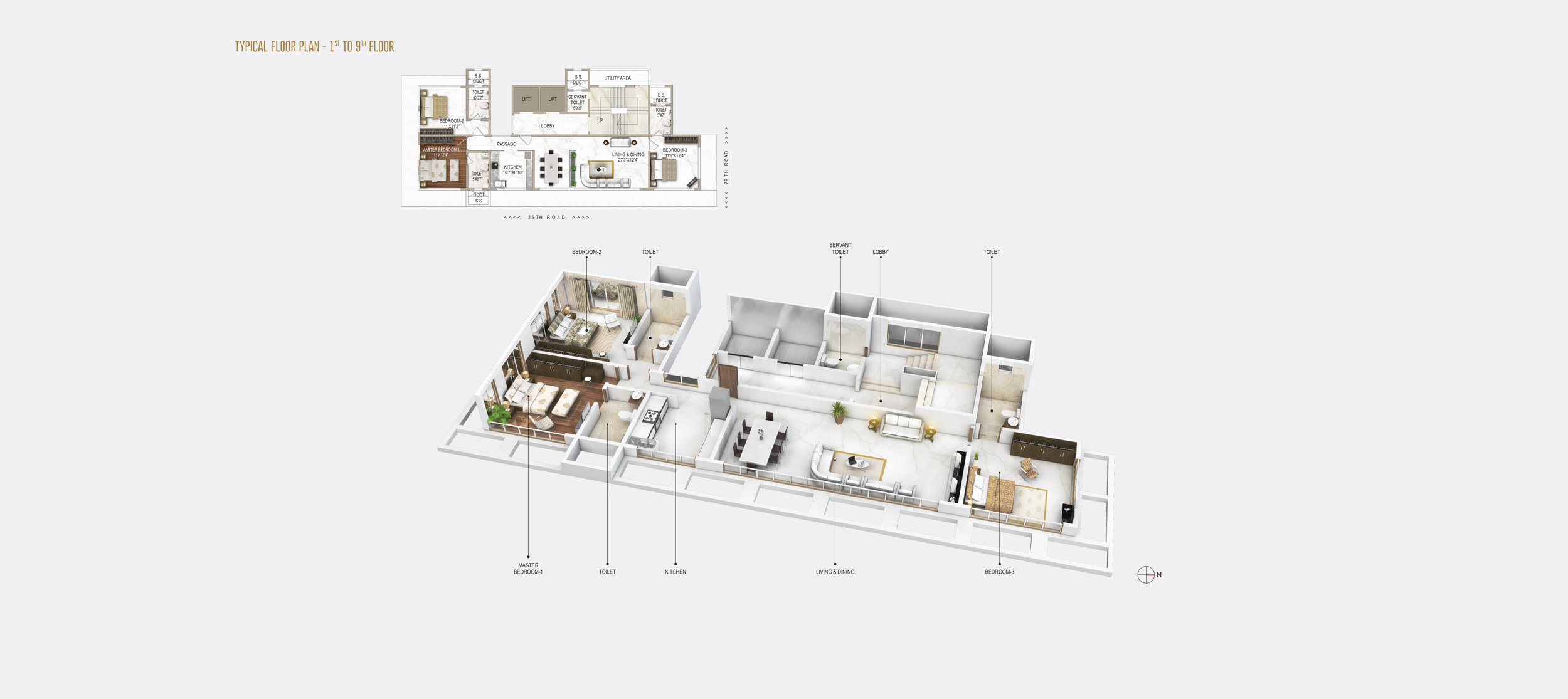 Floor Plan for 1 To 9 Floor 