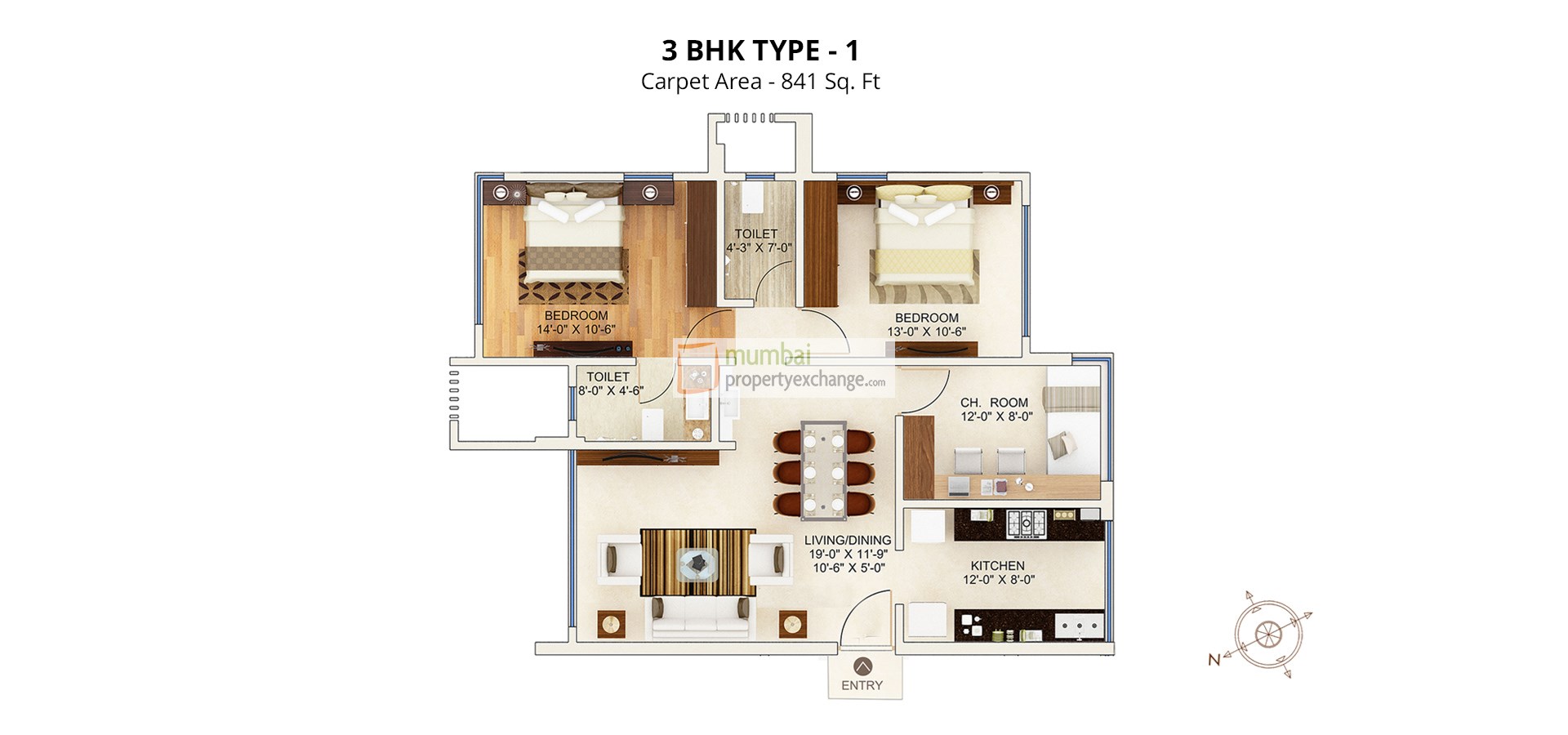 3BHK type 1 