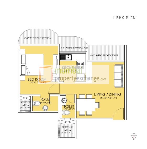 1 BHK Floor plan