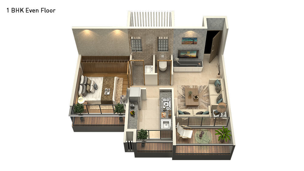 Goldcrest Residency 1BHK Even Floor Plan