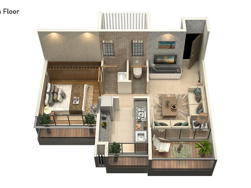 Goldcrest Residency 1BHK Even Floor Plan