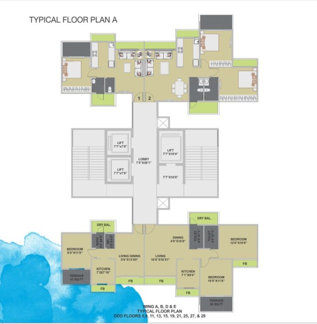 Goldcrest Typical Floor Plan Wing A