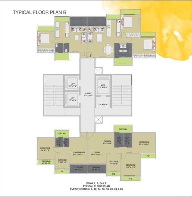 Goldcrest Typical Floor Plan Wing B