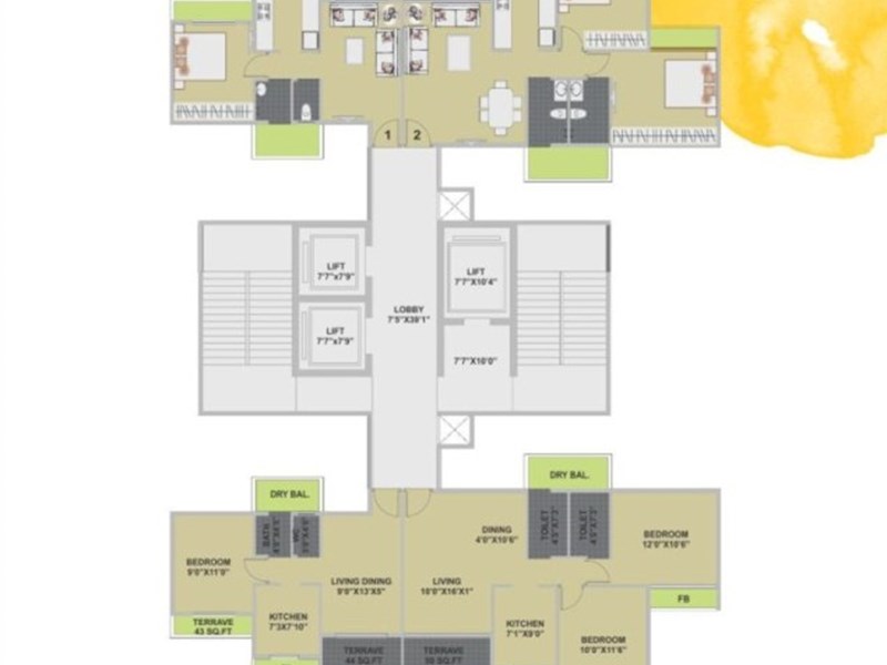 Goldcrest Typical Floor Plan Wing B