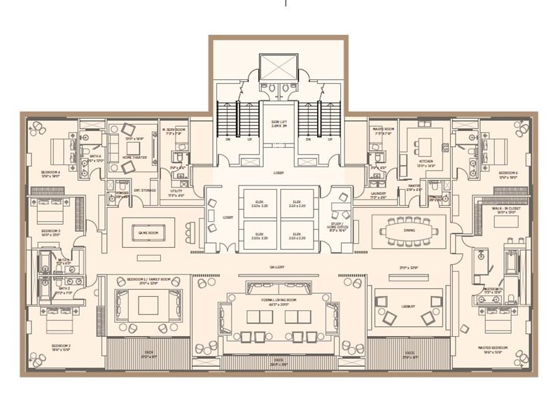 Peninsula Carmichael Residences 6BHK Plan