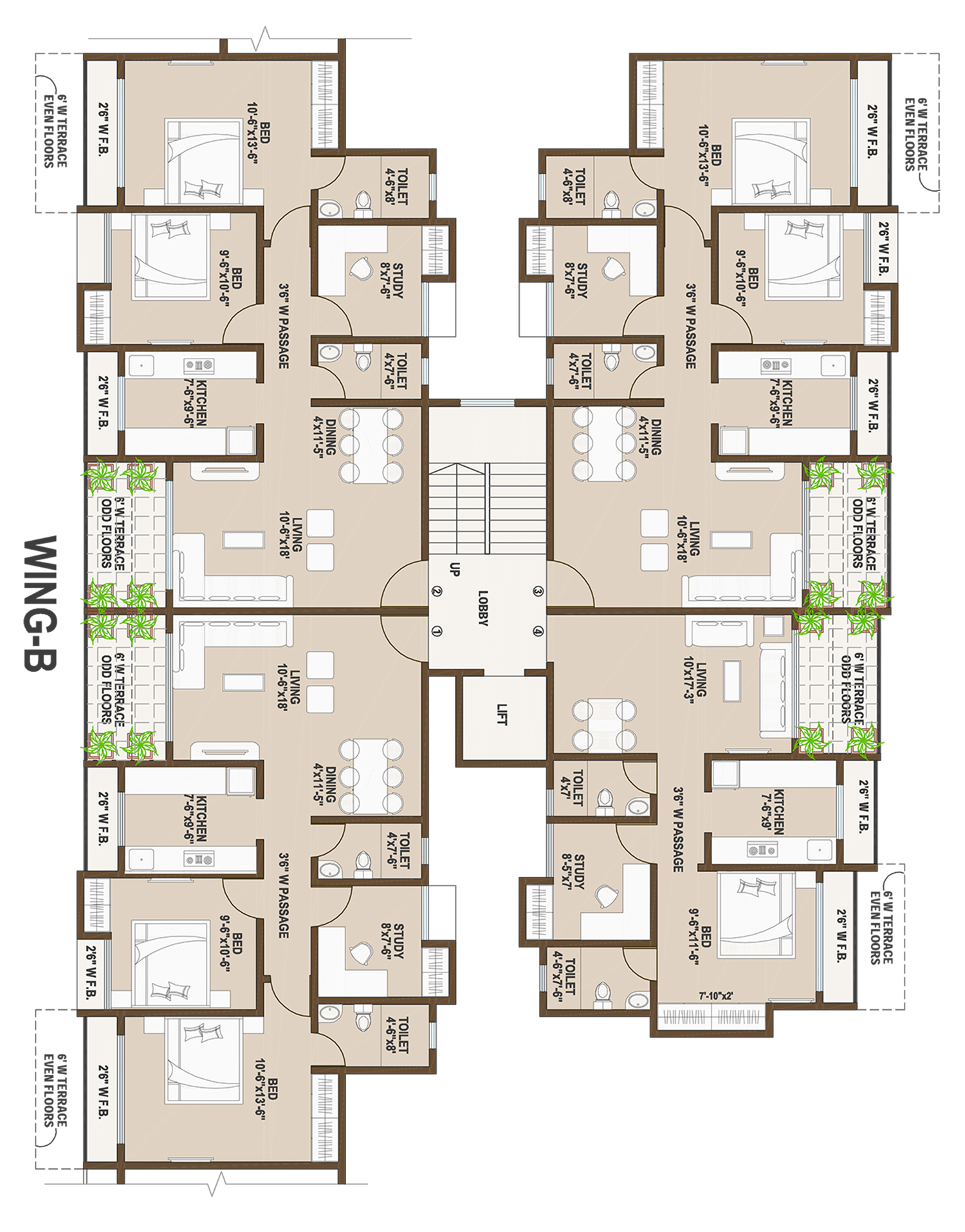 Sound Delight Wing B Typical Floor Plan