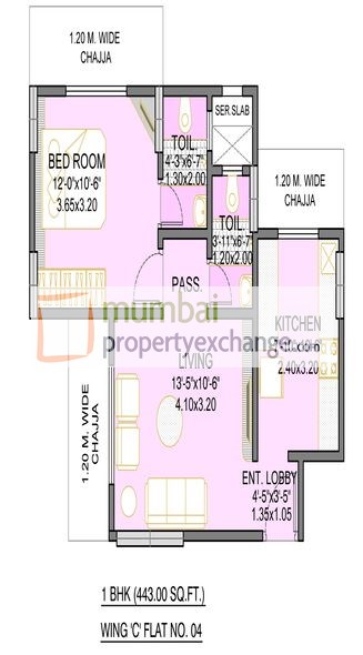 1 BHK Floor Plan