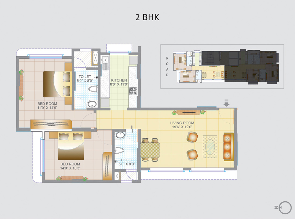 Nakshatra 2BHK Plan