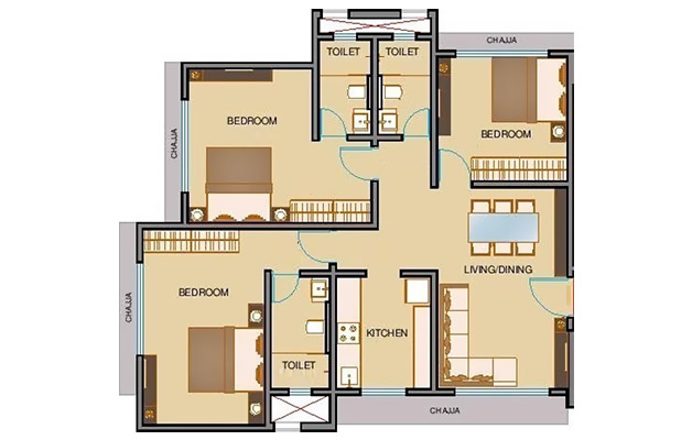 Shamik Crimson Bay 3BHK Plan