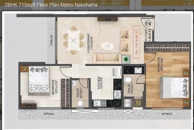 Nakshatra 2BHK Plan