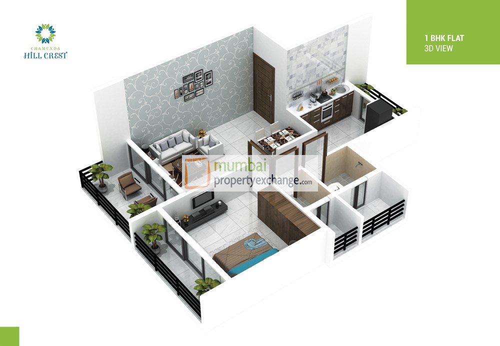 1BHK Floor plan