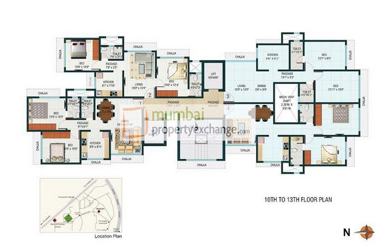 10th to 13th Floor plan 