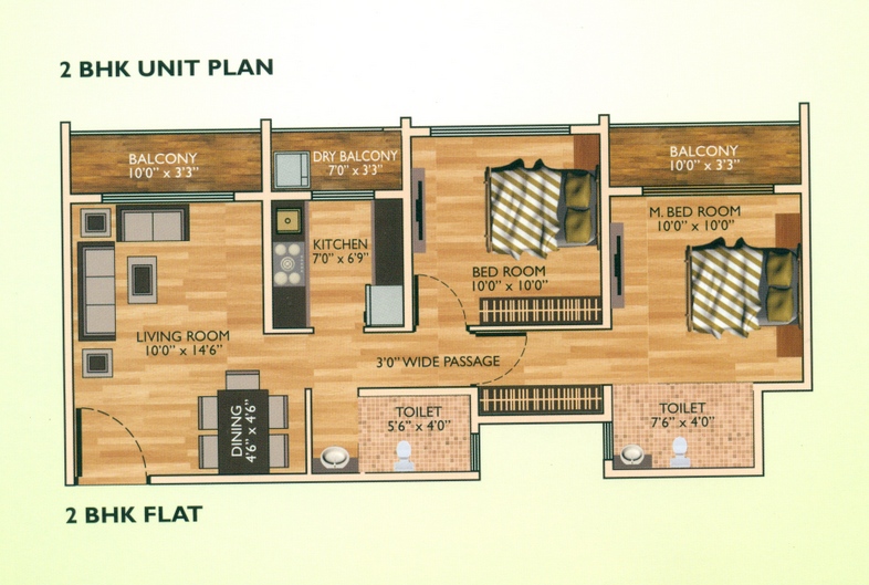 2BHK plan