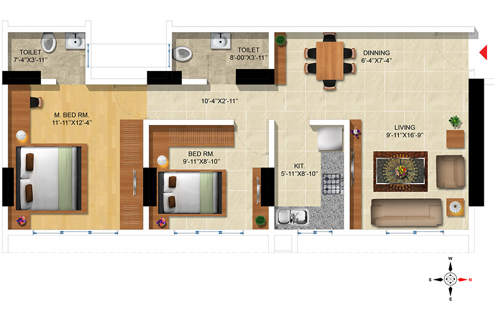 2 BHK Floor Plan