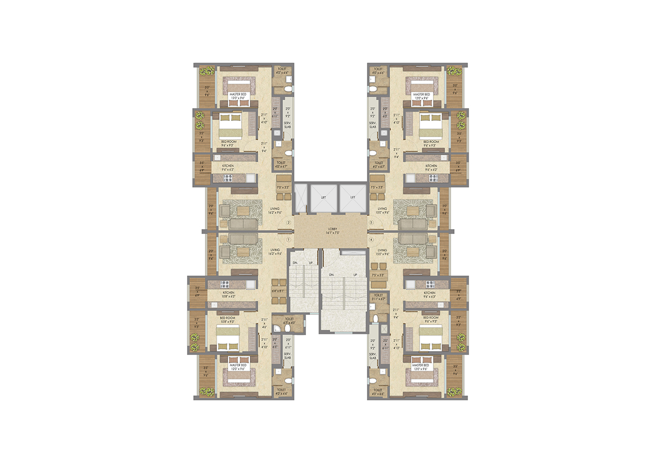 Kakad Paradise Typical Floor Plan Wing D