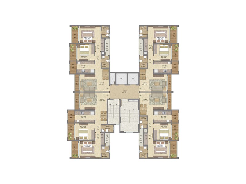Kakad Paradise Typical Floor Plan Wing D