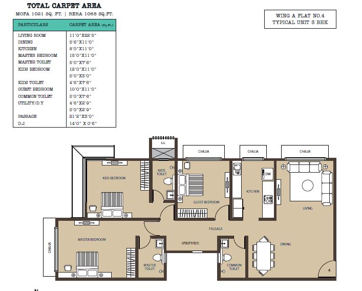 Kabra Metro One Wing A 3BHK Unit 4