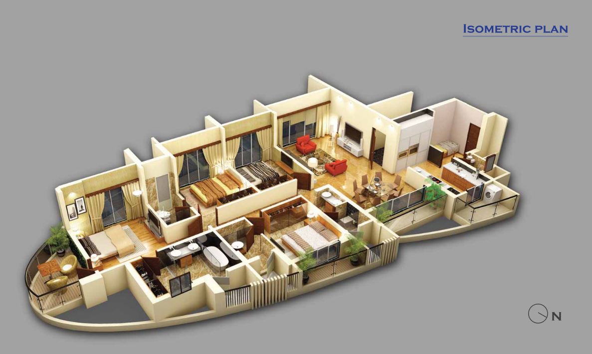Dosti Majest 4BHK Isometric Plan