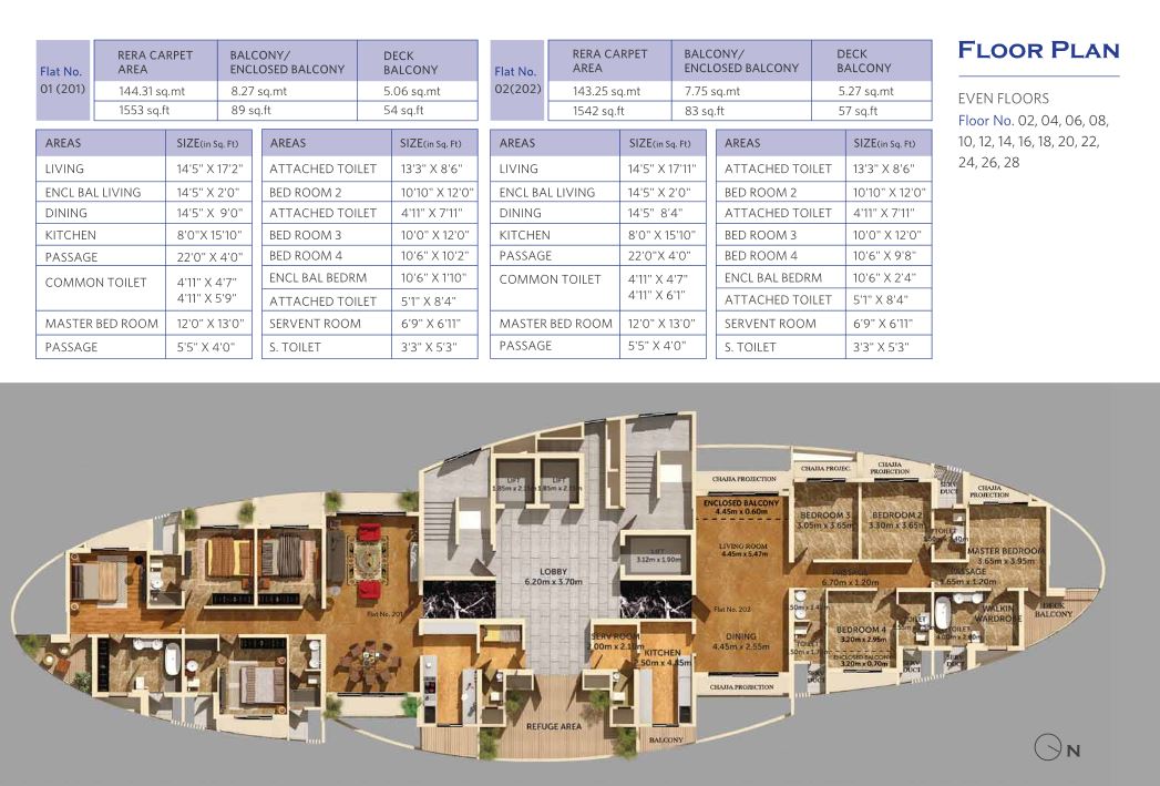 Dosti Majesta Even floors Typical Floor Plan
