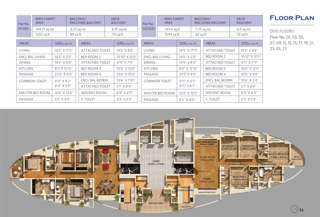 Dosti Majesta Odd floors Typical Floor Plan