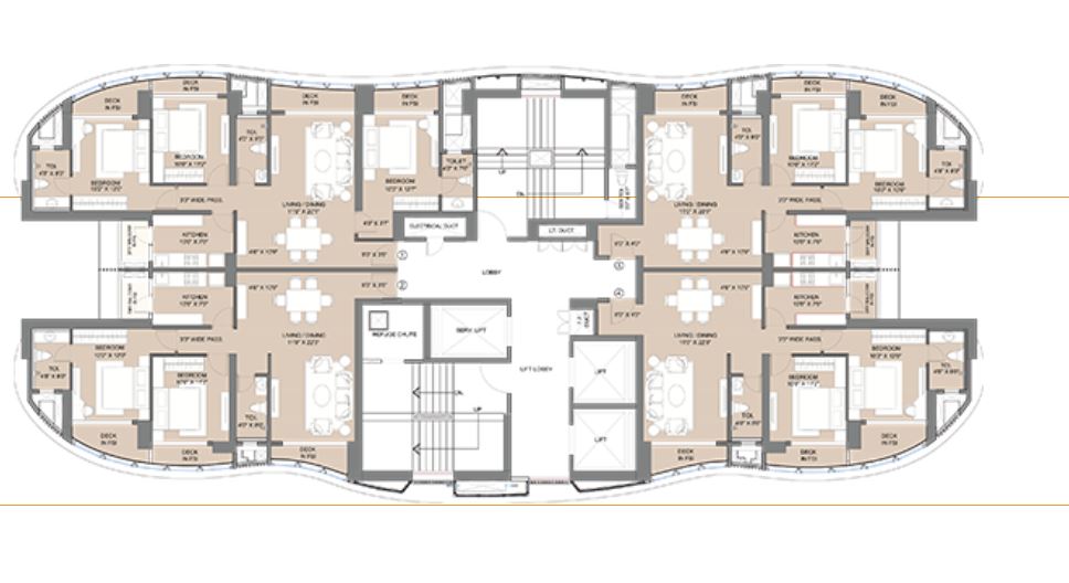 Avenue 1 2BHK Typical Floor Plan
