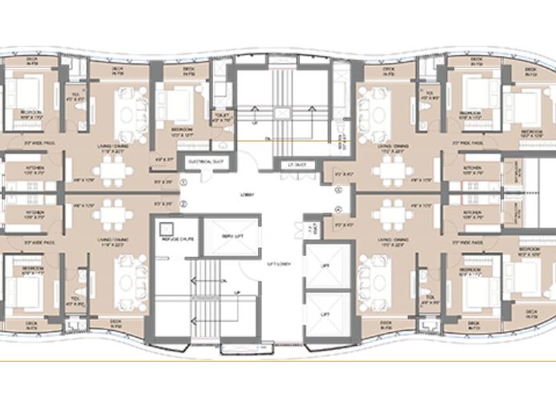 Avenue 1 2BHK Typical Floor Plan