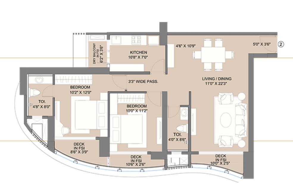 Avenue 1 2BHK  (02) Typical Floor Plan