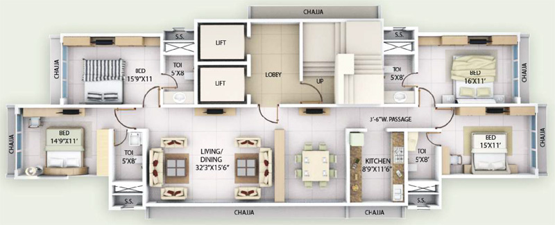 16012 Oth Floor Plan 1  - Ishaan, Khar West