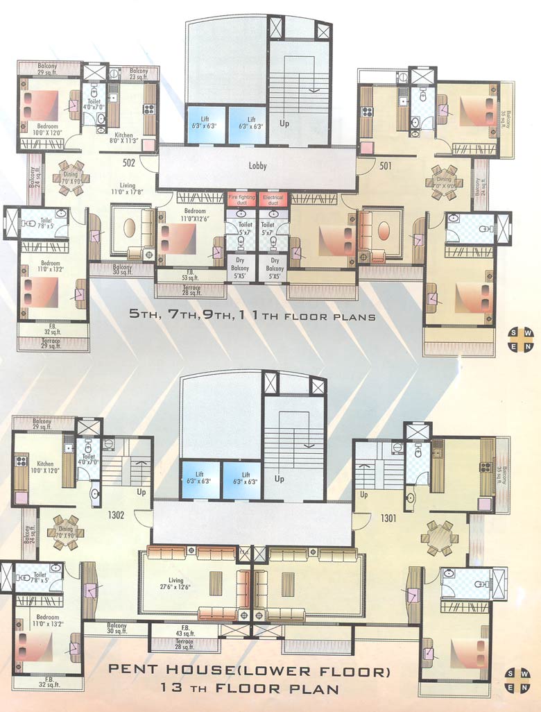 5, 7, 9, 11 floor plan 