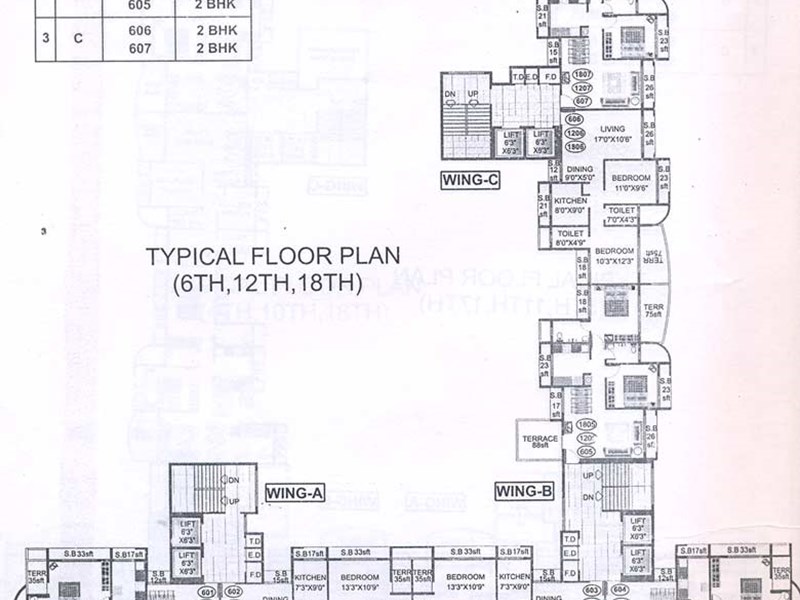 6th 12th and 18th Floor Plan
