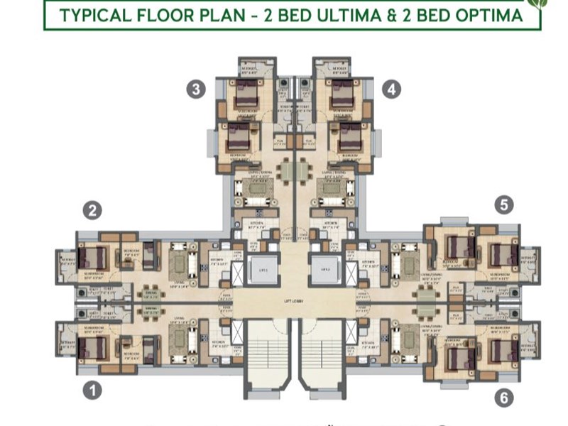 Lodha Amara Typical Floor Plan 2BHK Optima-2BHK Ultima Type 2